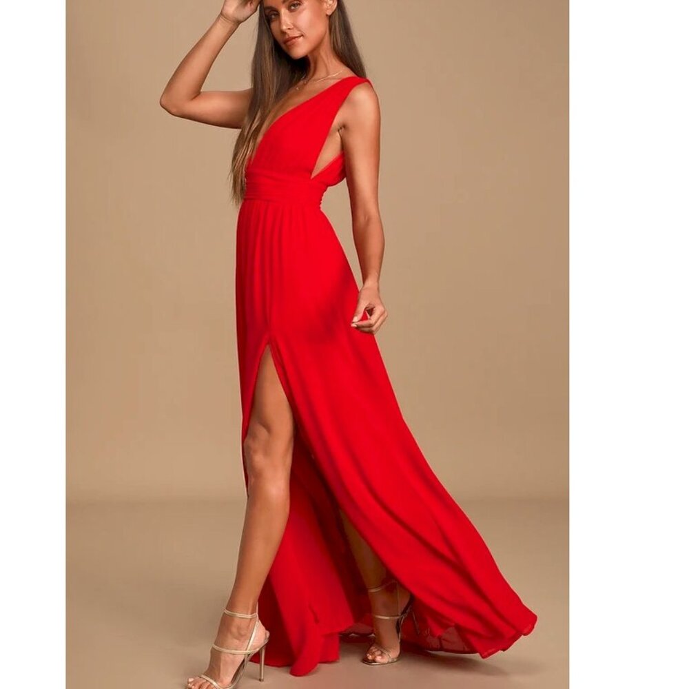 Lulu's Red Maxi Dress - Picture 3 of 7